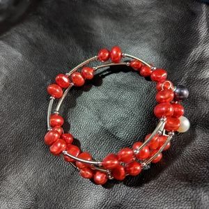 2 Vantel Pearl red pearls wrap ring